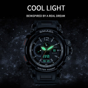 SMAEL Brand LED Watch Waterproof 50M Sport Wrist Watches Stopwatch 1702 Grey Military Watch Digital LED Clock Army Watch for Men