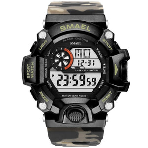 Men Watch 50m Waterproof SMAEL Top S Shock Watch Men LED Sport Watches Camouflage Watch Band 1385C Digital Wristwatches Military