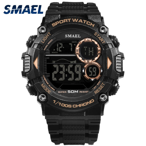 SMAEL Watch Men Waterproof LED Sports S Shock Resist Relogio Masculino Sport Watch Black Gold 1707 Men Digital Watches Bracelet