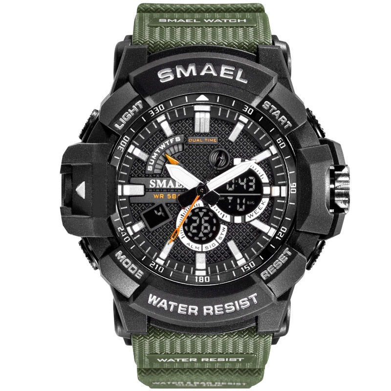 Men's Fashionable Multi-Functional Electronic Watch Outdoor Sports Dual-Display Waterproof Digital Watch Luminous Watch 1809