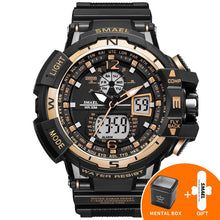 Load image into Gallery viewer, Man Sport Watch Waterproof  Shock Resitant SMAEL Brand Luxury Men&#39;s Wrist Watch S Shock 1376 Digital Clock LED Mens Watches Gold