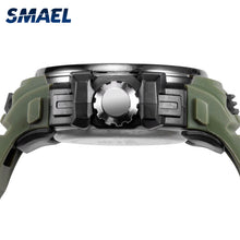 Load image into Gallery viewer, Men Watches 2019 Luxury Brand Smael Digital Wristwatches Men Clock Army Green Waterproof Dual Time 8014 Sport Watches Military