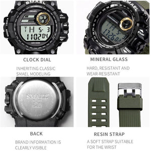 Men Watches Sport Military SMAEL S Shock Relojes Hombre Casual LED Clock Digital Wristwatches Waterproof 1545D Sport Watch Alarm