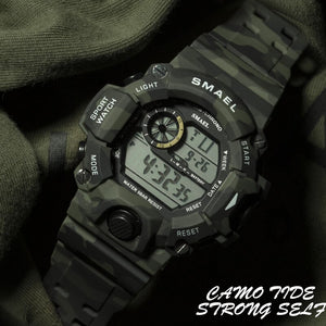 Men Watch 50m Waterproof SMAEL Top S Shock Watch Men LED Sport Watches Camouflage Watch Band 1385C Digital Wristwatches Military