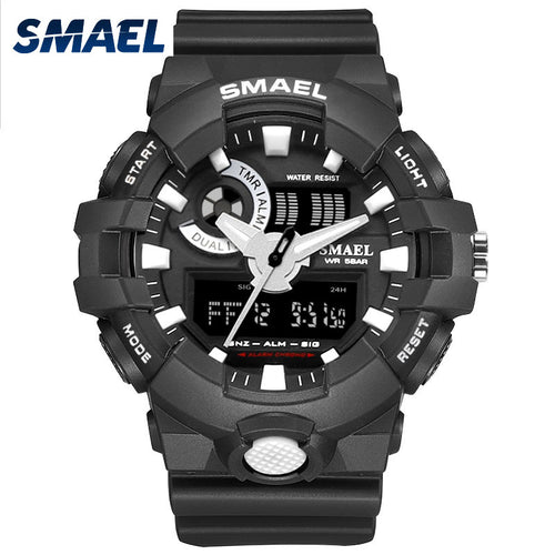 2017 New Sport Watch Smael Brand Wristwatches Fashion Casual Dual Time LED Clock Quartz 50Meters Waterproof Black Hot Clock 1642