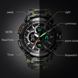 New Military Watch Sport Waterproof Digital Watch LED Male Clock Men Watch Funcional with Date 1708B Outdoor Sport Watches Men