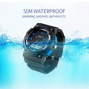 Fashion Sport Watch Men Water Resista LED Quartz Wrsit Watch Men Clock Digital  Sports Watches 1539C Men's Wristwatch with Date