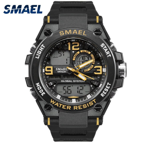 New Fashion Casual Male Watch SMAEL Brand Gray Color Dual display LED 50M Waterproof Dive Men Silicone Sport Watch Relogio 1603