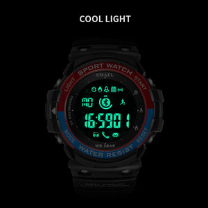 Men Digital Sport Male Clock SMAEL Brand Kahki Style outdoor fashion Watch LED Display 1602 Wrist watches Chronograph Auto Date