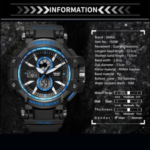 Sport Watches 50M Waterproof SMAEL Fashion Men Watch S Shock Male Clock relogios masculino Watch Man 1509B Military Watches Army