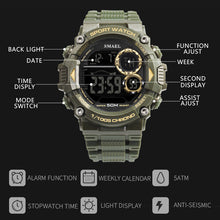 Load image into Gallery viewer, SMAEL Watch Men Waterproof LED Sports S Shock Resist Relogio Masculino Sport Watch Black Gold 1707 Men Digital Watches Bracelet