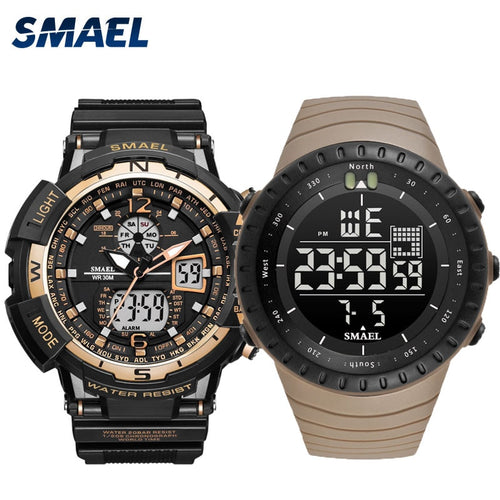 SMAEL ARMY sport watches Set mens double cool Male waterproof wristclock 1376 1237 elógio masculino stopwatch analog LED SPORT