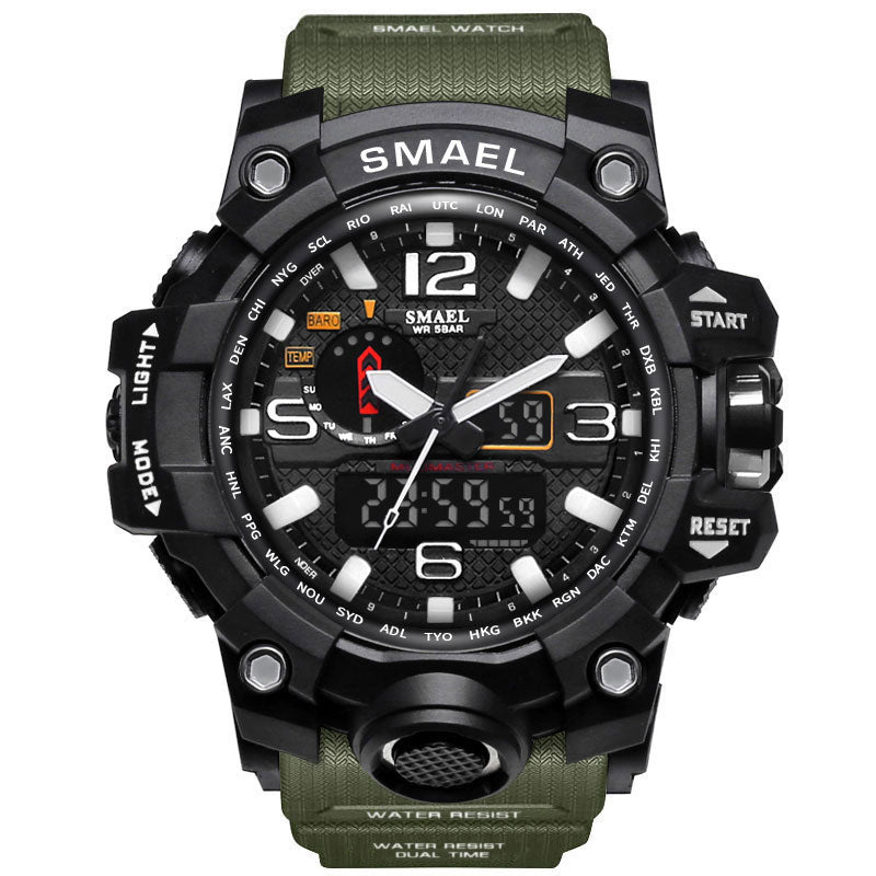 Orange Wrist Watch Men LED Clock Digital Watch Date Watproof Sport Wristwatch Stopwatch Alarm 1545 Mens Watches Military Army