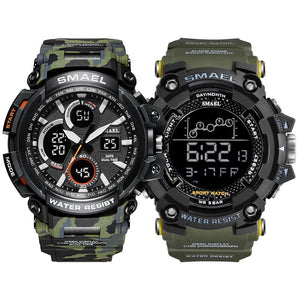 SMAEL Army men's Set Military Watch Sport 50m waterproof LED digital watches men 1708B 1802 sport suit for men relógio masculino