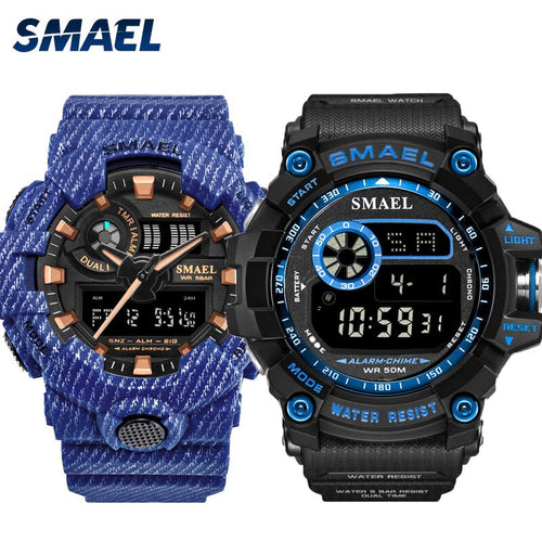 Watch Set Military Mens SMAEL Watches Waterproof Stop Watch Running Clock Sets 8001 8010 reloj mujer Mens Watches Luxry Brand