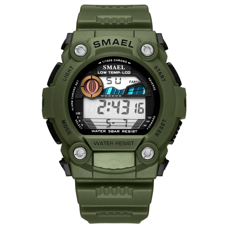 SMAEL automatic sport men's watch top Brand Luxury 50m waterproof digital wristwatches for male 1423Led men Casual digital Watch