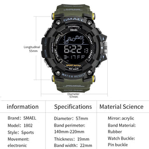 Military Watch Set relógio masculino Waterproof 50M Stop Watch Orange Bracelet Sets 1802 1545C Watches men Luxury Brand LED