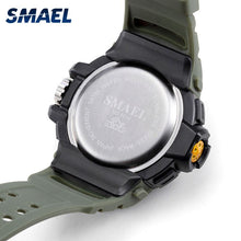 Load image into Gallery viewer, Men Watches 2019 Luxury Brand Smael Digital Wristwatches Men Clock Army Green Waterproof Dual Time 8014 Sport Watches Military