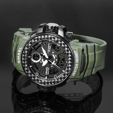 Load image into Gallery viewer, Men Watches 2019 Luxury Brand Smael Digital Wristwatches Men Clock Army Green Waterproof Dual Time 8014 Sport Watches Military