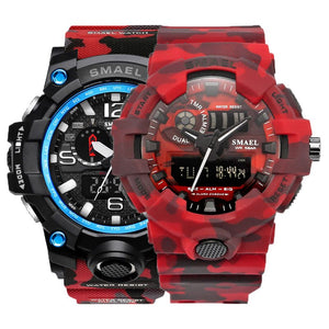 SMAEL men's Sports watch Set Camo waterproof bestgift digital watches for male 1545B 8001 double LED auto outdoor watches MenSet