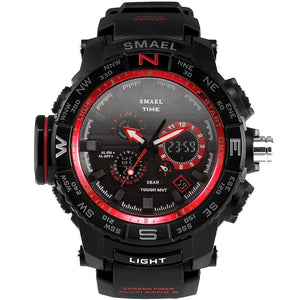 Fantastic Fashion Red Band Man Sport Waterproof Outdoor Young Men Dual Digital Diplay Watch New Clock Cool Look SMAEL 1531