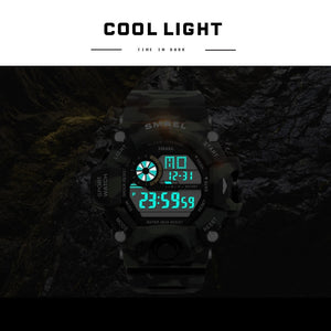 Men Watch 50m Waterproof SMAEL Top S Shock Watch Men LED Sport Watches Camouflage Watch Band 1385C Digital Wristwatches Military