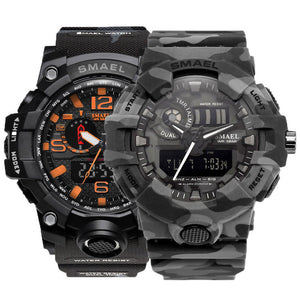 SMAEL men's Sports watch Set Camo waterproof bestgift digital watches for male 1545B 8001 double LED auto outdoor watches MenSet