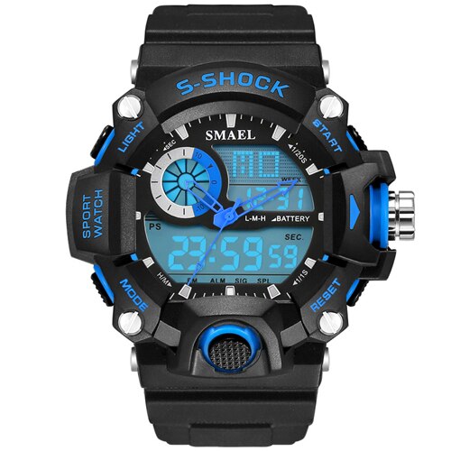 SMAEL Analog LED Digit Sport Watches Men Waterproof S Shock Dual Time Casual Watches Military relogio masculino Gift WS1385